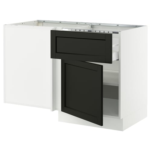 SEKTION kitchen cabinet; black & white; modern design; wood material; l-shaped; pull-out carousel