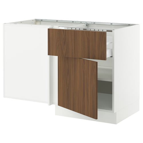 SEKTION white kitchen unit with walnut door, modern design.
