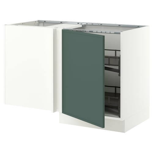 SEKTION Corner base cab w pull-out fitting, white/Aspudden dark gray-green, 50x24x30 "