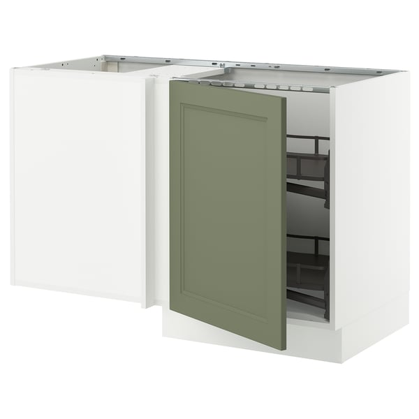 SEKTION Corner base cab w pull-out fitting, white/Axstad gray-green, 50x24x30 "