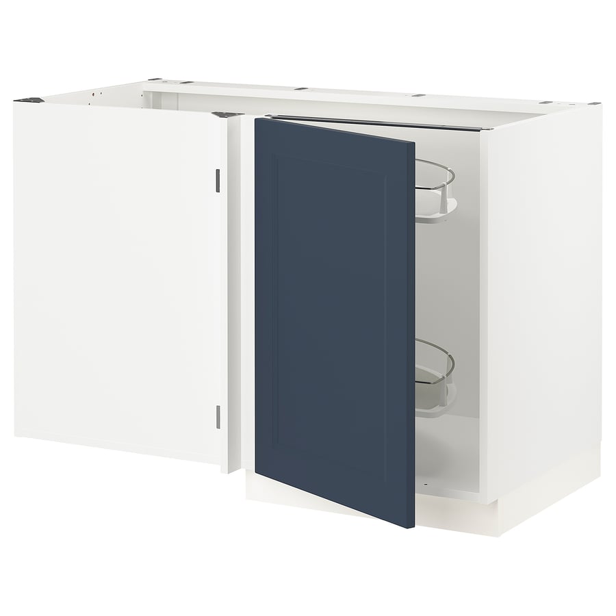 SEKTION corner base cab w pullout fitting, white Axstad/matte blue