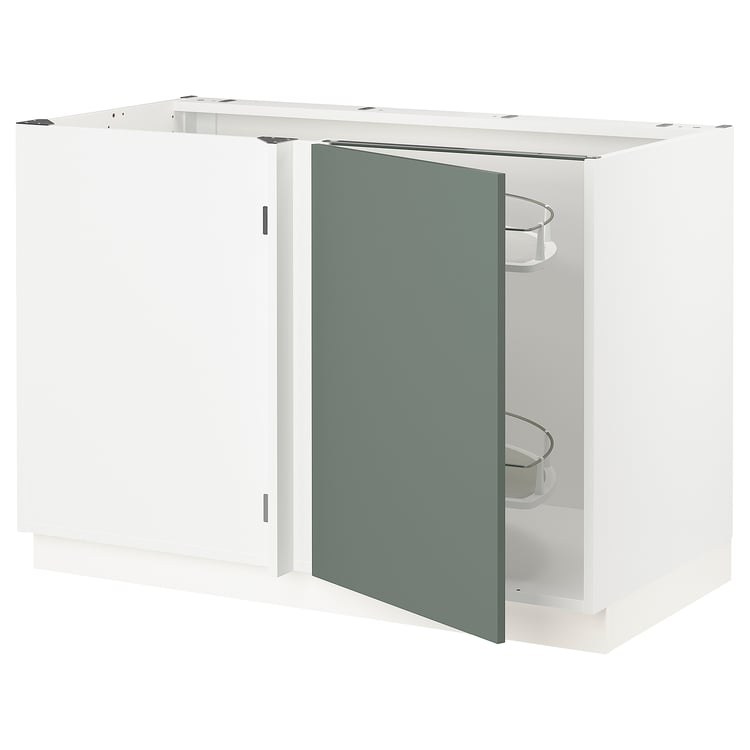 SEKTION corner base cab w pullout fitting, white/Bodarp graygreen, 47x24x30" IKEA