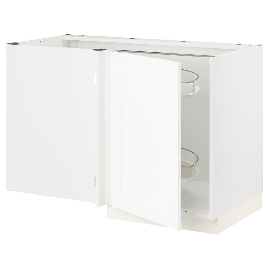 SEKTION corner base cab w pullout fitting, white Enköping/white wood