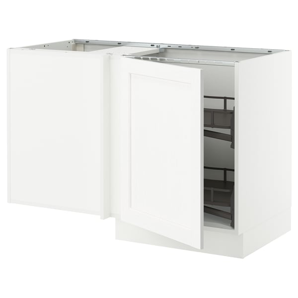 SEKTION Corner base cab w pull-out fitting, white Enköping/white wood effect, 50x24x30 "