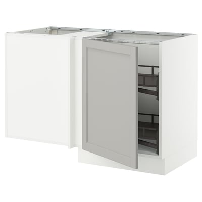 SEKTION Corner base cab w pull-out fitting, white/Lerhyttan light gray, 50x24x30 "