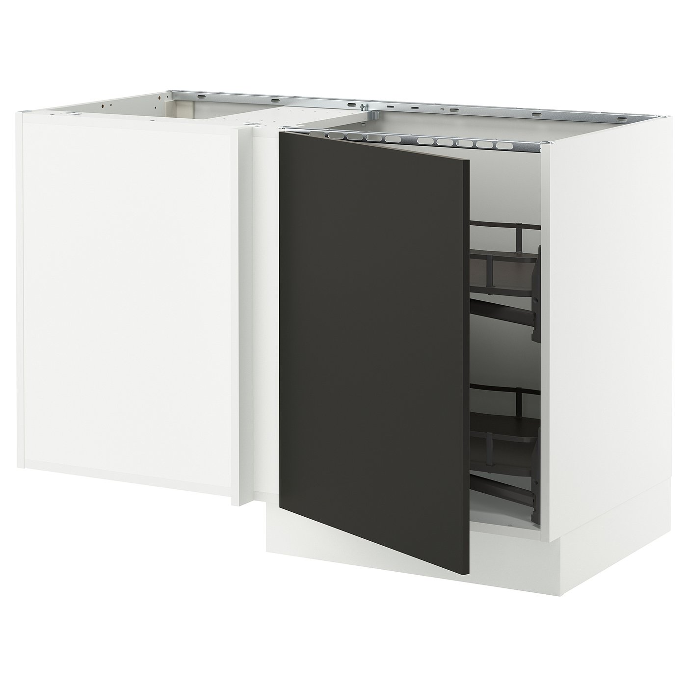 SEKTION corner base cab w pull-out fitting, white/Nickebo matte