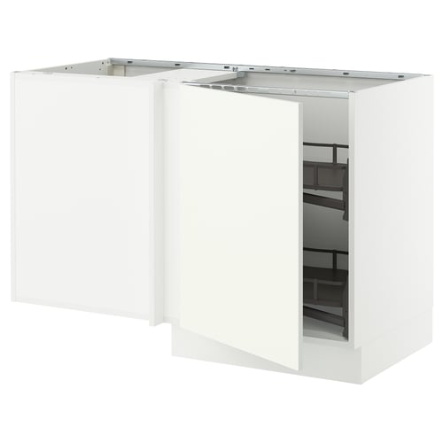 SEKTION white kitchen unit, modern design, clean lines, with pull-out carousel storage, sturdy, sleek finish.