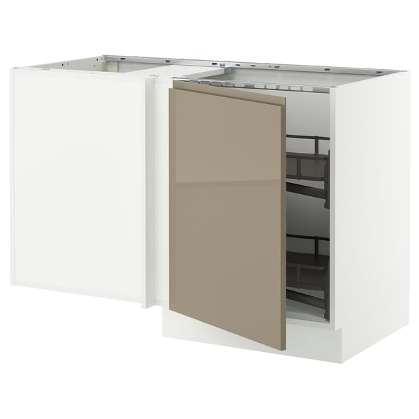 SEKTION Corner base cab w pull-out fitting, white/Voxtorp high-gloss dark grey-brown, 50x24x30 "