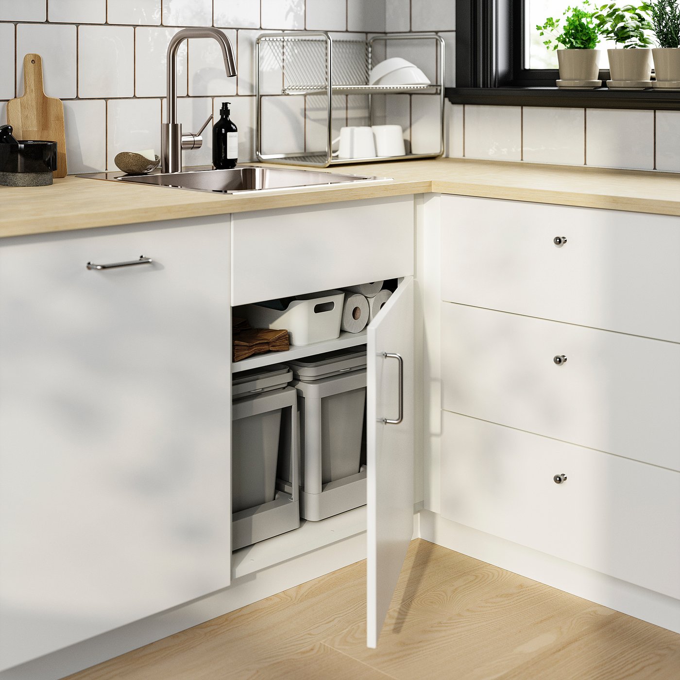 SEKTION corner base cabinet, white, 50x24x30