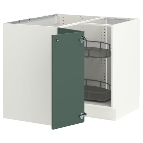 SEKTION Corner base cabinet with carousel, white/Aspudden dark gray-green, 38x24x30 "