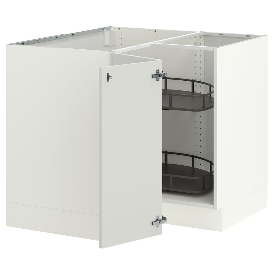 SEKTION corner base cabinet with carousel, white/Aspudden light gray ...