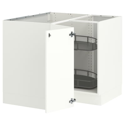SEKTION Corner base cabinet with carousel, white/Aspudden matte white, 38x24x30 "