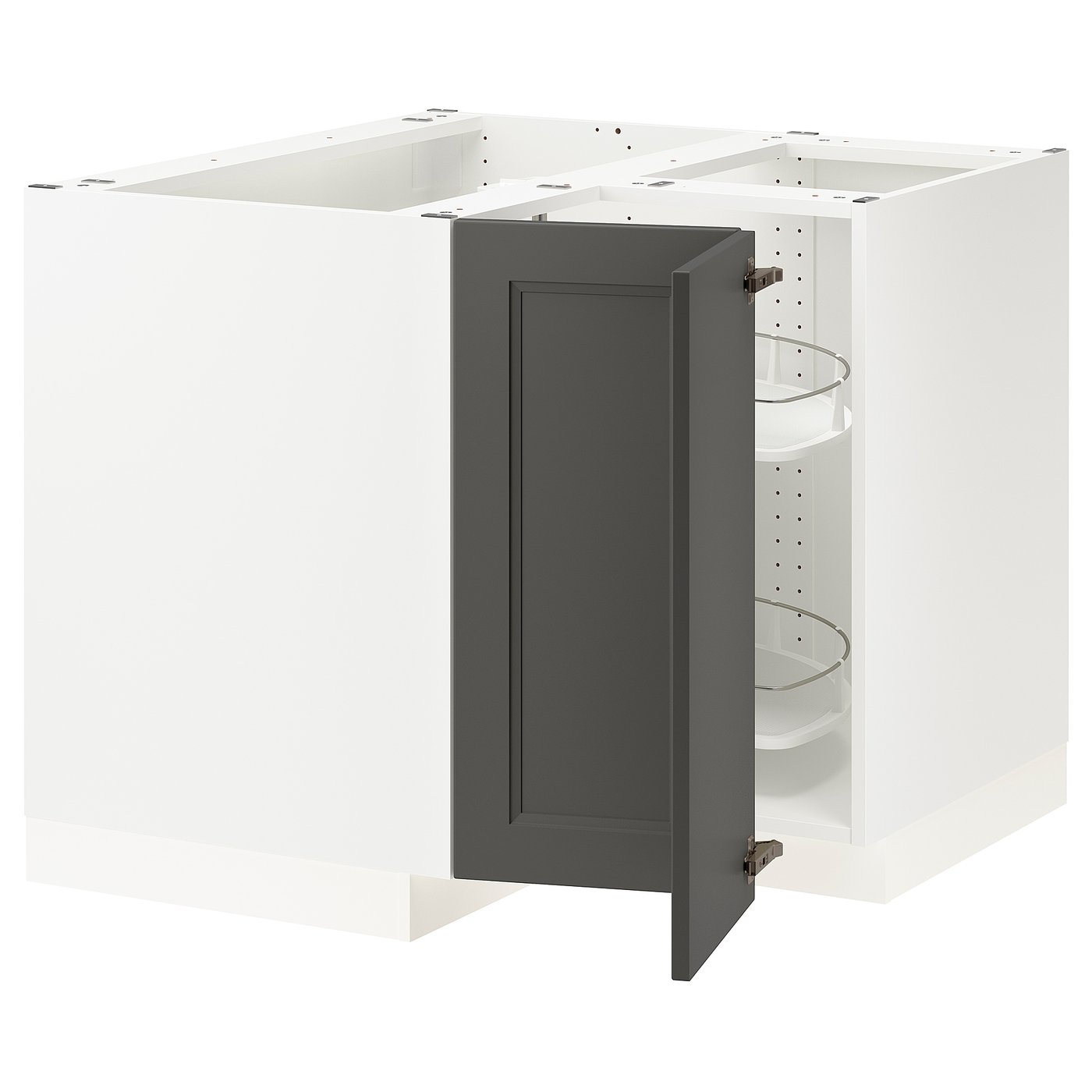 SEKTION corner base cabinet with carousel, white Axstad/matte blue