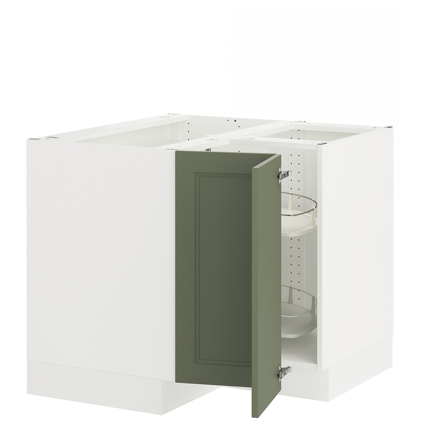 SEKTION corner base cabinet with carousel, white/Axstad gray-green