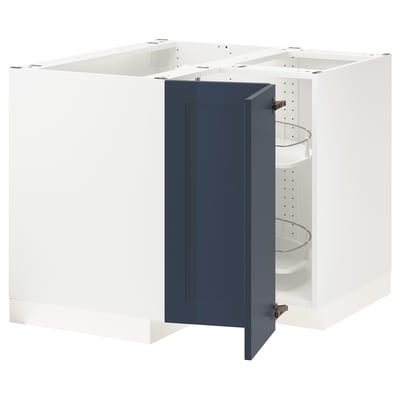 SEKTION Corner base cabinet with carousel, white Axstad/matte blue, 38x24x30 "
