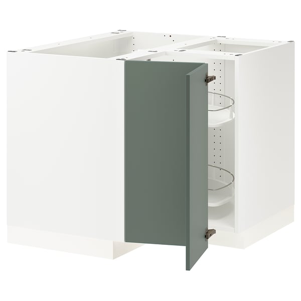 Sektion Corner Base Cabinet With Carousel White Bodarp Gray Green 38x24x30 Ikea