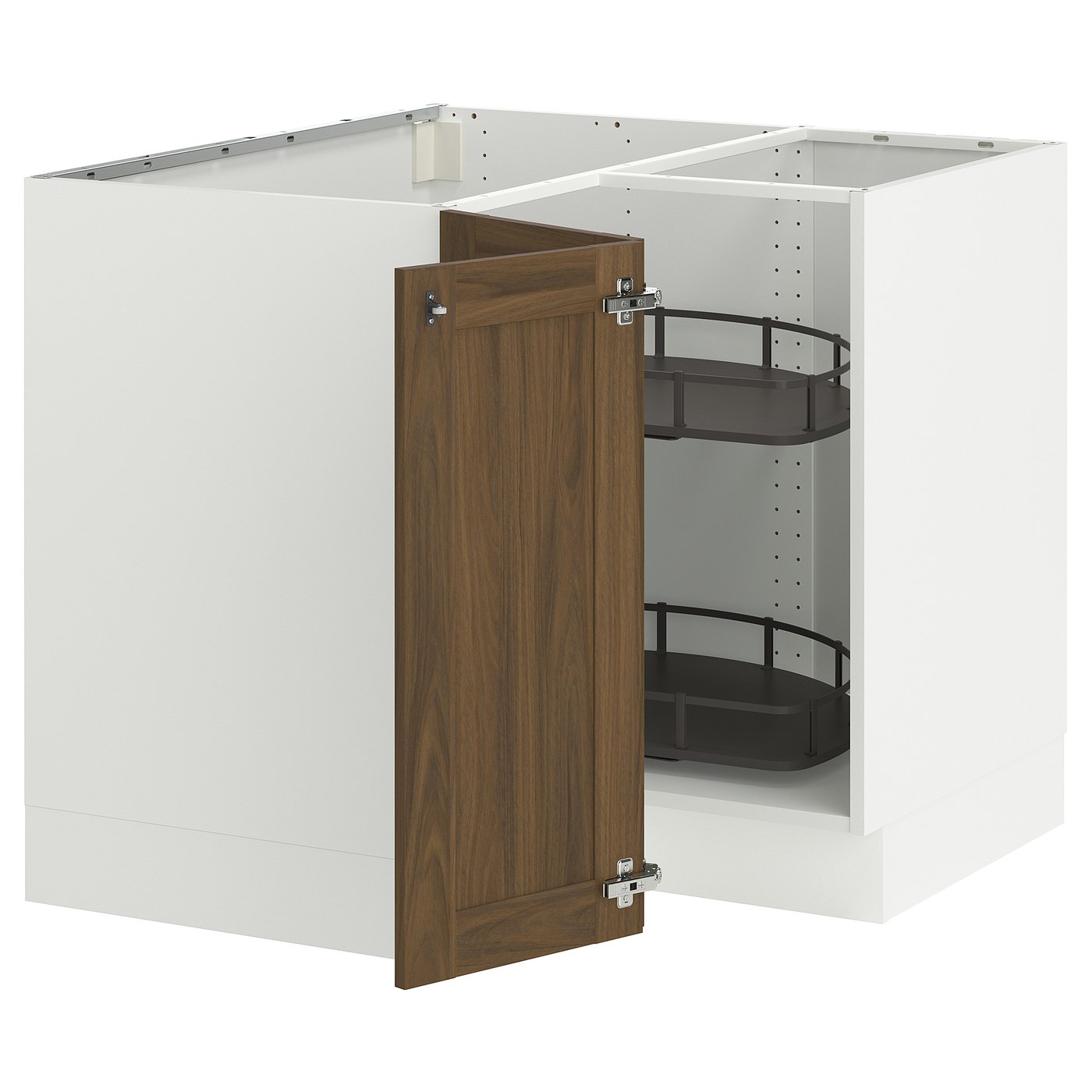 SEKTION corner base cabinet with carousel, white/Enköping brown