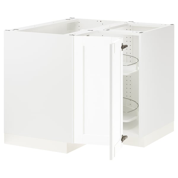 SEKTION Corner base cabinet with carousel, white Enköping/white wood effect, 38x24x30 "