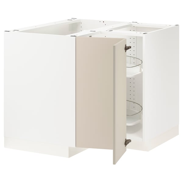 SEKTION Corner base cabinet with carousel, white/Havstorp beige, 38x24x30 "