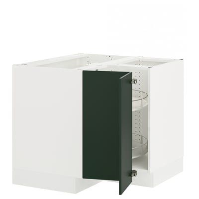 SEKTION Corner base cabinet with carousel, white/Havstorp deep green, 38x24x30 "