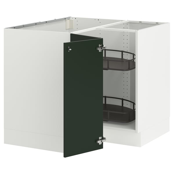 SEKTION Corner base cabinet with carousel, white/Havstorp deep green, 38x24x30 "