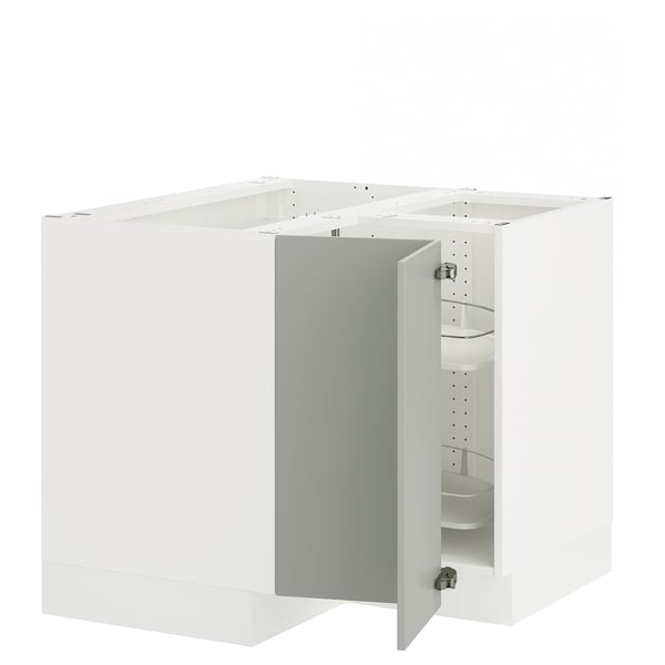 SEKTION Corner base cabinet with carousel, white/Havstorp light gray, 38x24x30 "