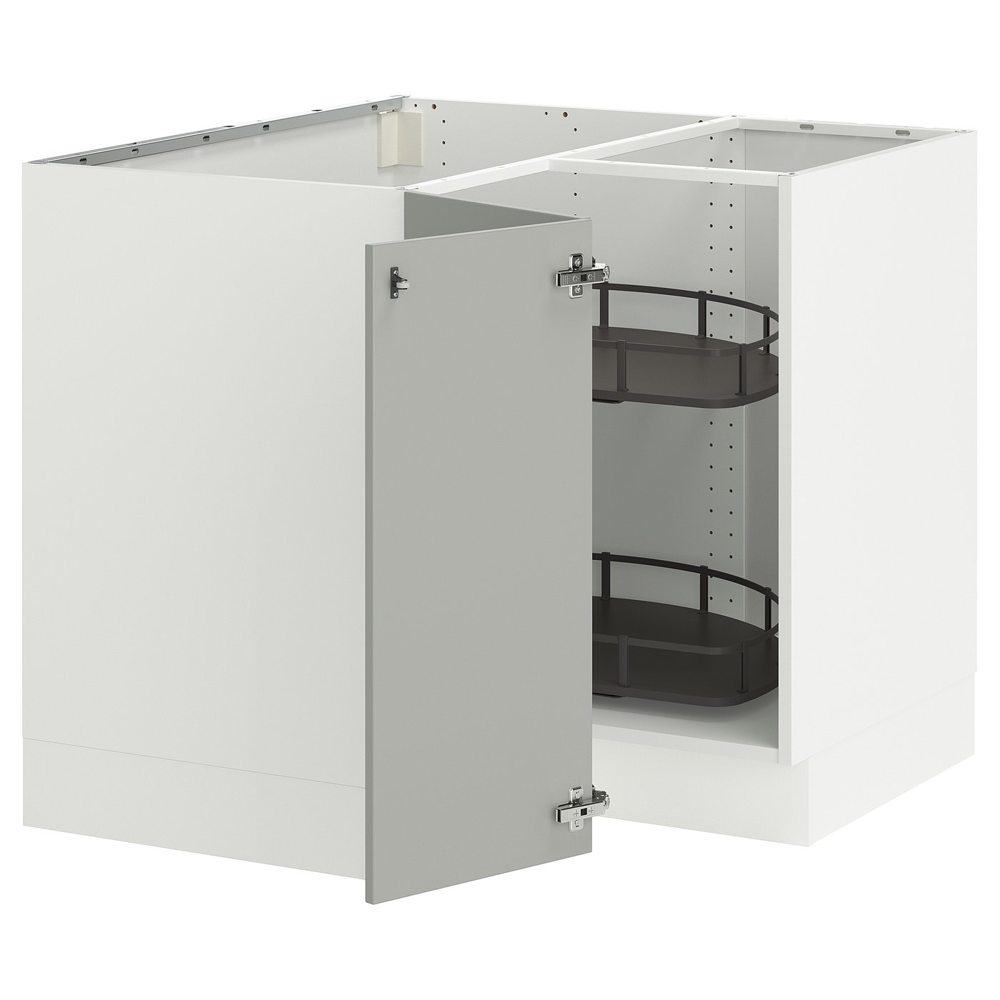 SEKTION corner base cabinet with carousel, white/Havstorp light