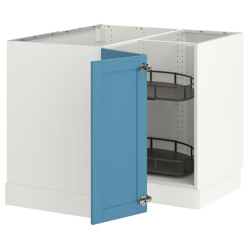 SEKTION Corner base cabinet with carousel, white/Lerhyttan blue, 38x24x30 "