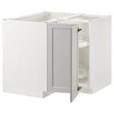 SEKTION Corner base cabinet with carousel, white/Lerhyttan light gray, 38x24x30 "