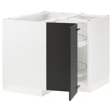 SEKTION Corner base cabinet with carousel, white/Nickebo matte anthracite, 38x24x30 "