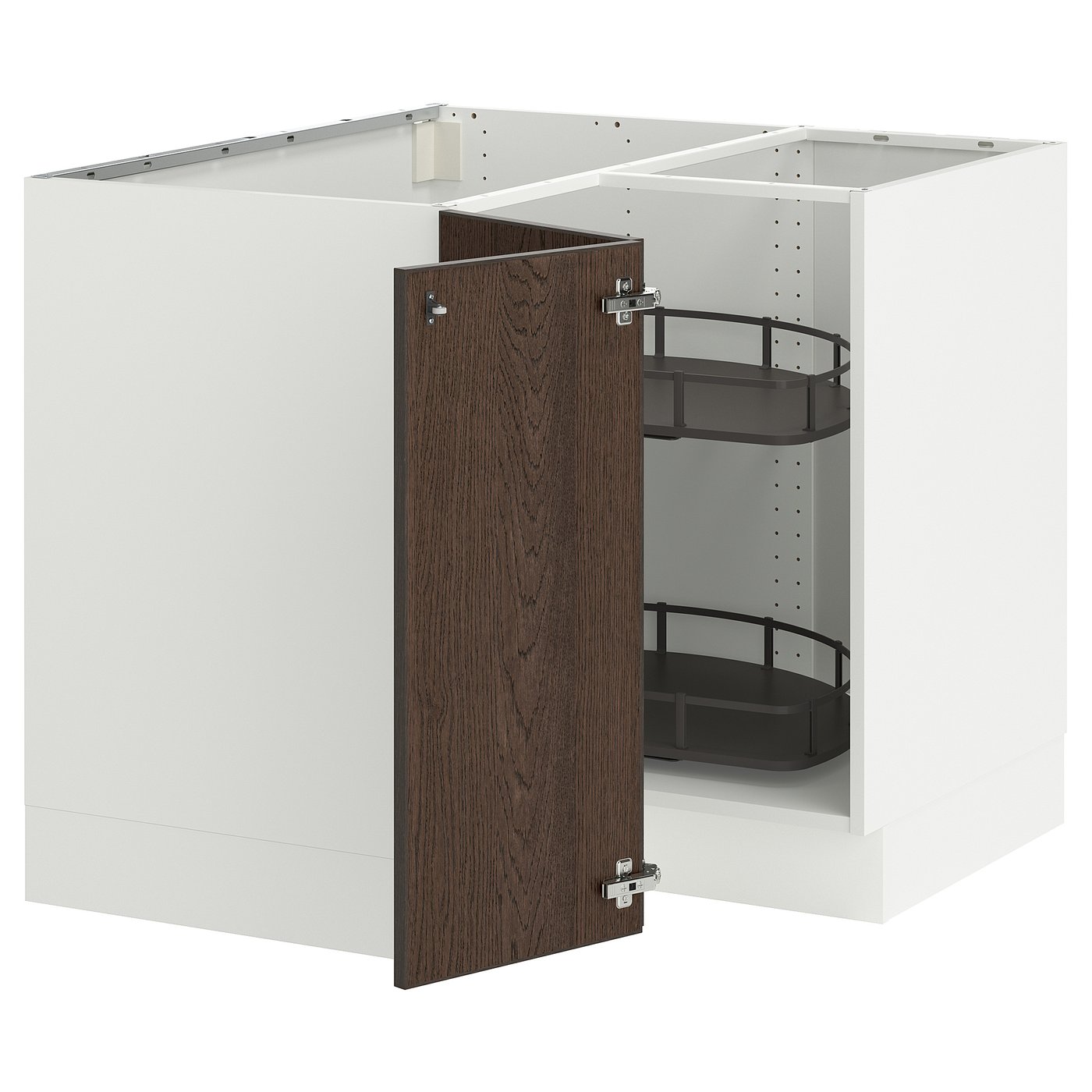 SEKTION corner base cabinet with carousel, white/Sinarp brown, 38x24x30 ...