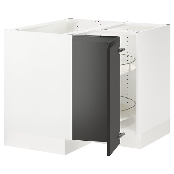 SEKTION Corner base cabinet with carousel, white/Upplöv matte anthracite, 38x24x30 "