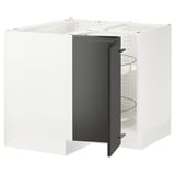 SEKTION Corner base cabinet with carousel, white/Upplöv matte anthracite, 38x24x30 "