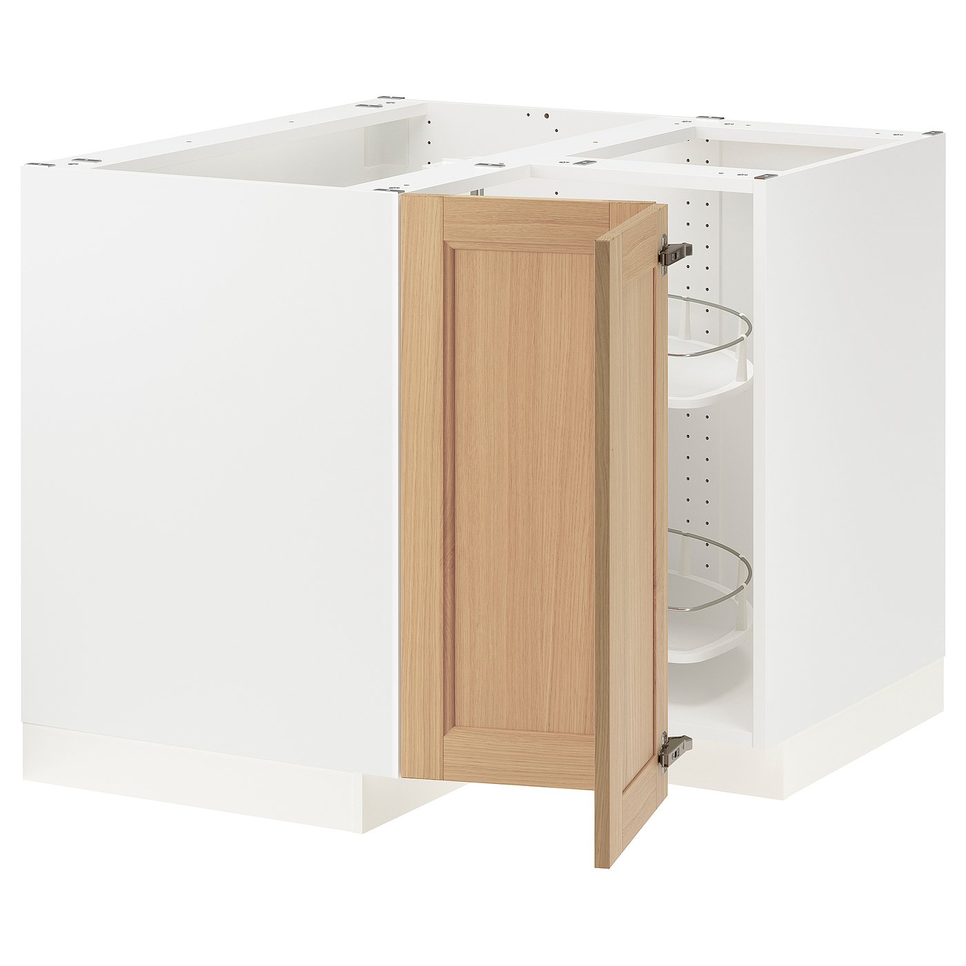 SEKTION corner base with carousel, white/Vedhamn oak, 38x24x30