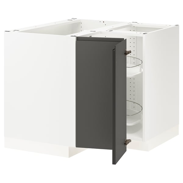 SEKTION Corner base cabinet with carousel, white/Voxtorp dark gray, 38x24x30 "