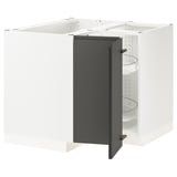 SEKTION Corner base cabinet with carousel, white/Voxtorp dark gray, 38x24x30 "