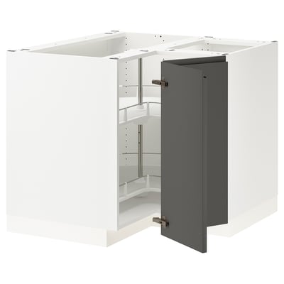SEKTION Corner base cabinet with carousel, white/Voxtorp dark gray, 38x24x30 "