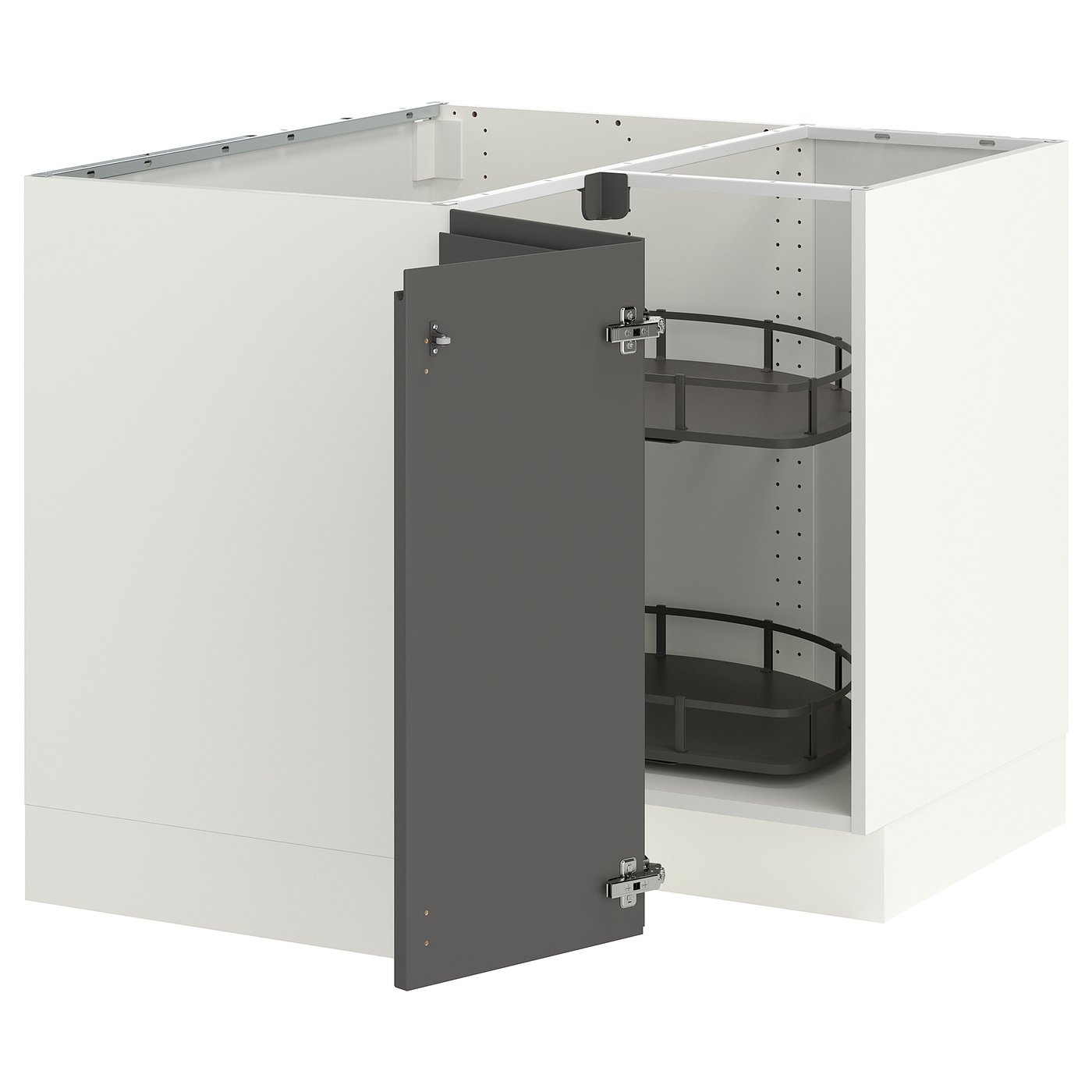 SEKTION corner base cabinet with carousel, white/Voxtorp dark gray