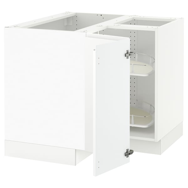SEKTION Corner base cabinet with carousel, white/Voxtorp matte white, 38x24x30 "