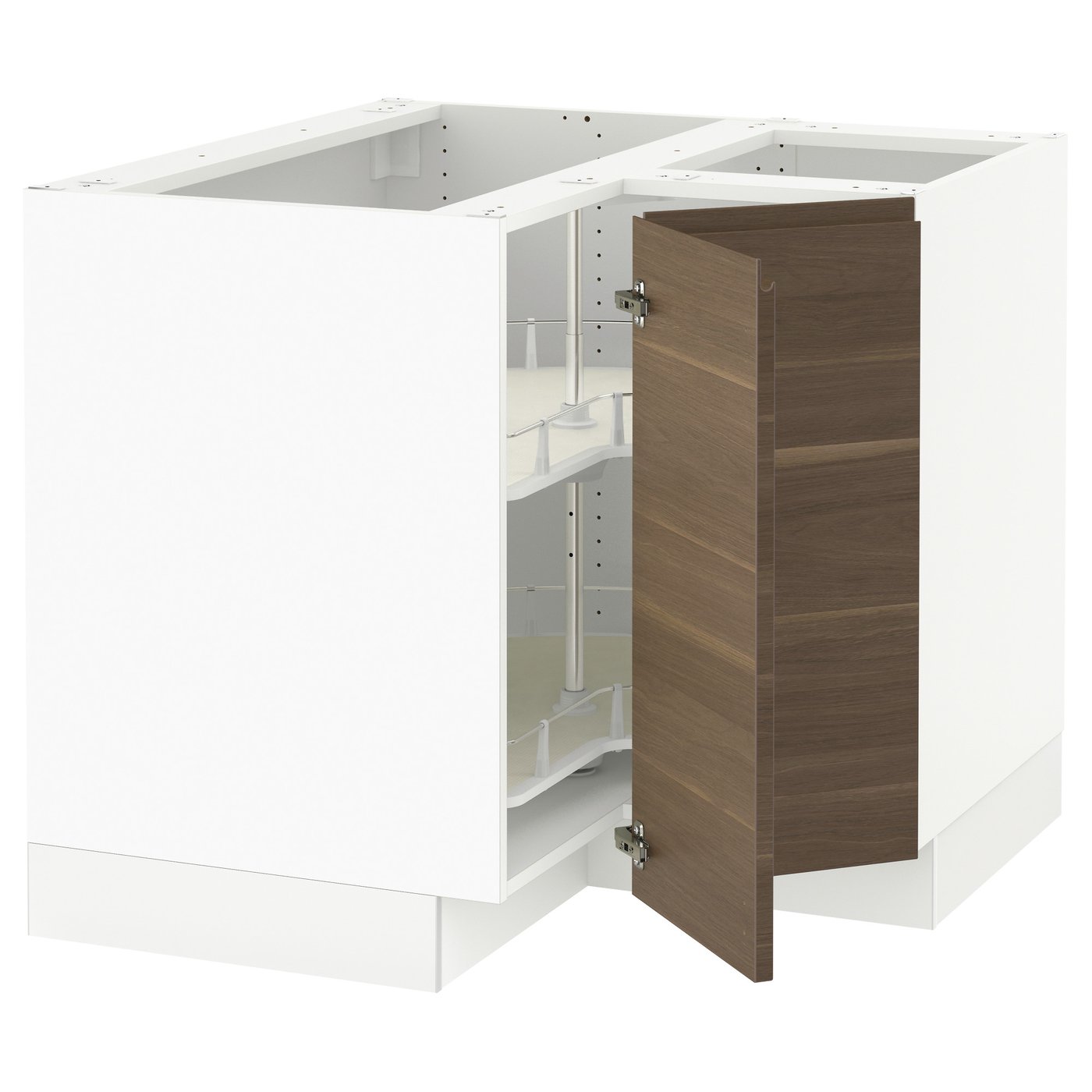 Sektion Corner Base Cabinet With Carousel White Voxtorp Walnut Effect 38x24x30 Find It Here Ikea