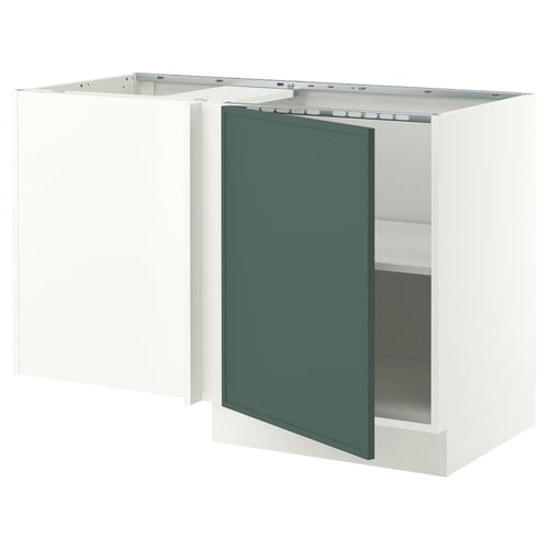 SEKTION Corner base cabinet with shelf, white/Aspudden dark gray-green, 50x24x30 "