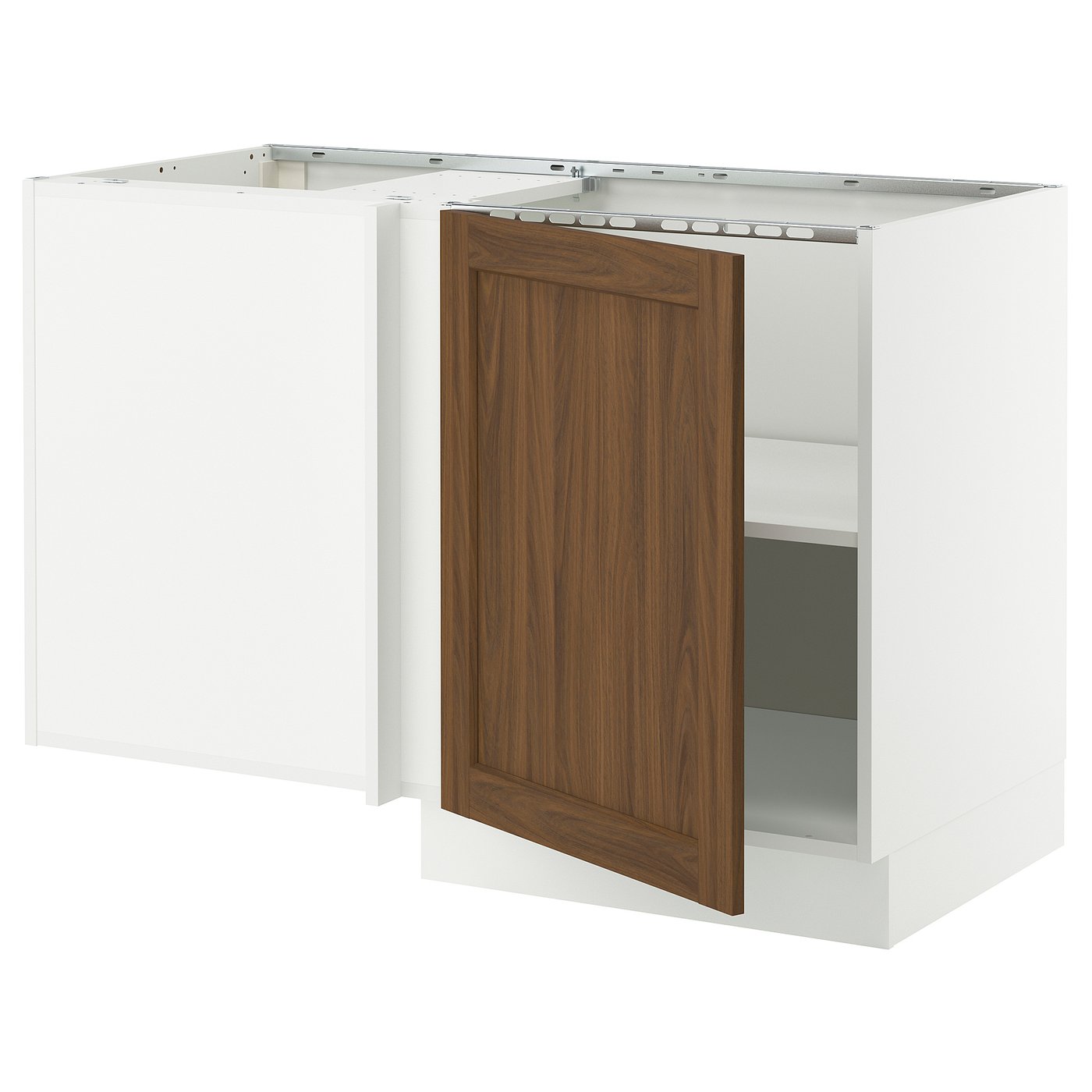 SEKTION corner base cabinet with shelf, white/Enköping brown walnut ...