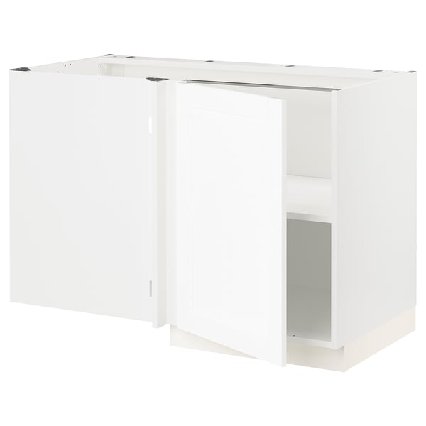SEKTION corner base with shelf, white Enköping/white wood