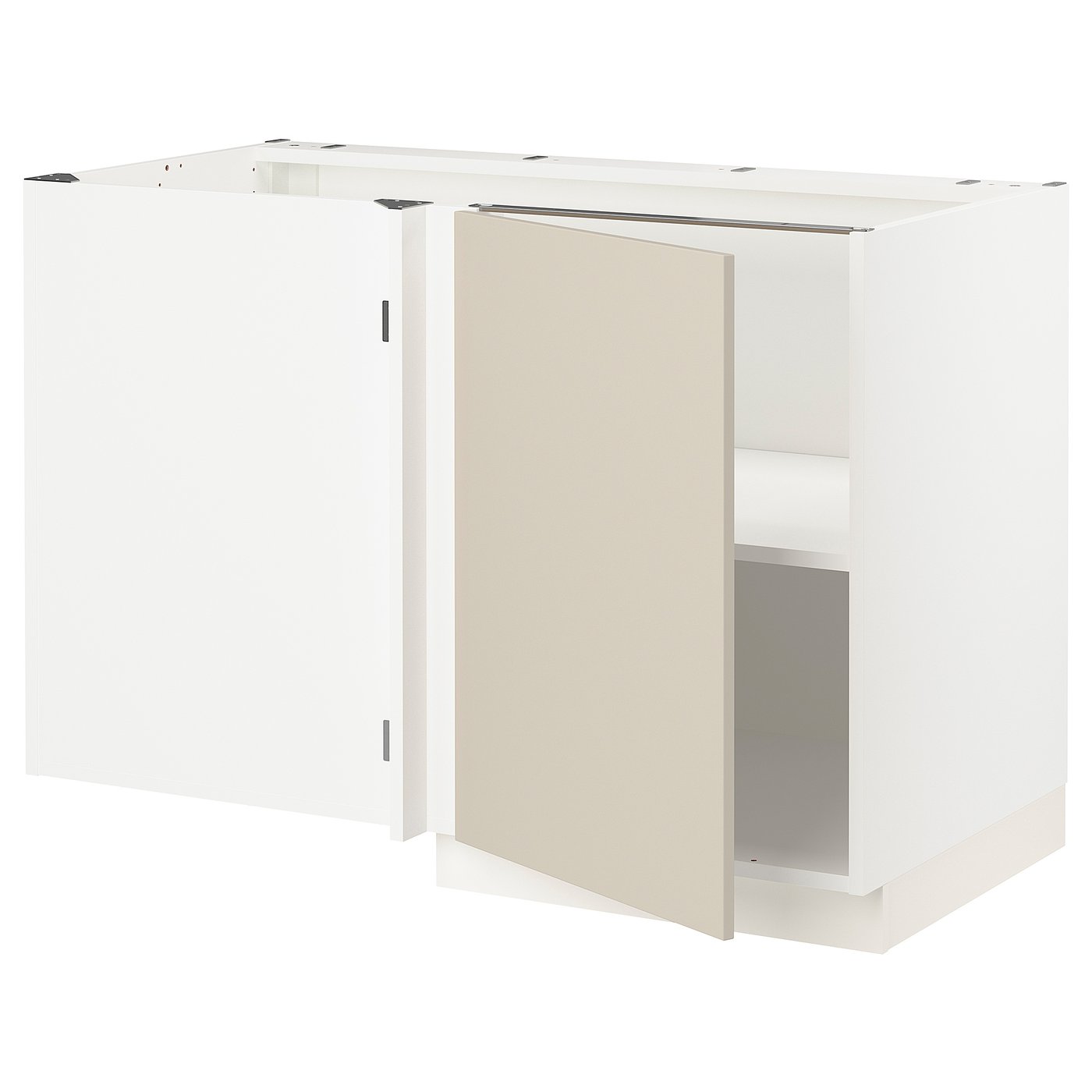 SEKTION corner base with shelf, white/Havstorp beige, 47x24x30