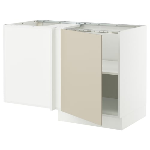 An ikea SEKTION kitchen cabinet in white with beige door, featuring a smooth, clean design.
