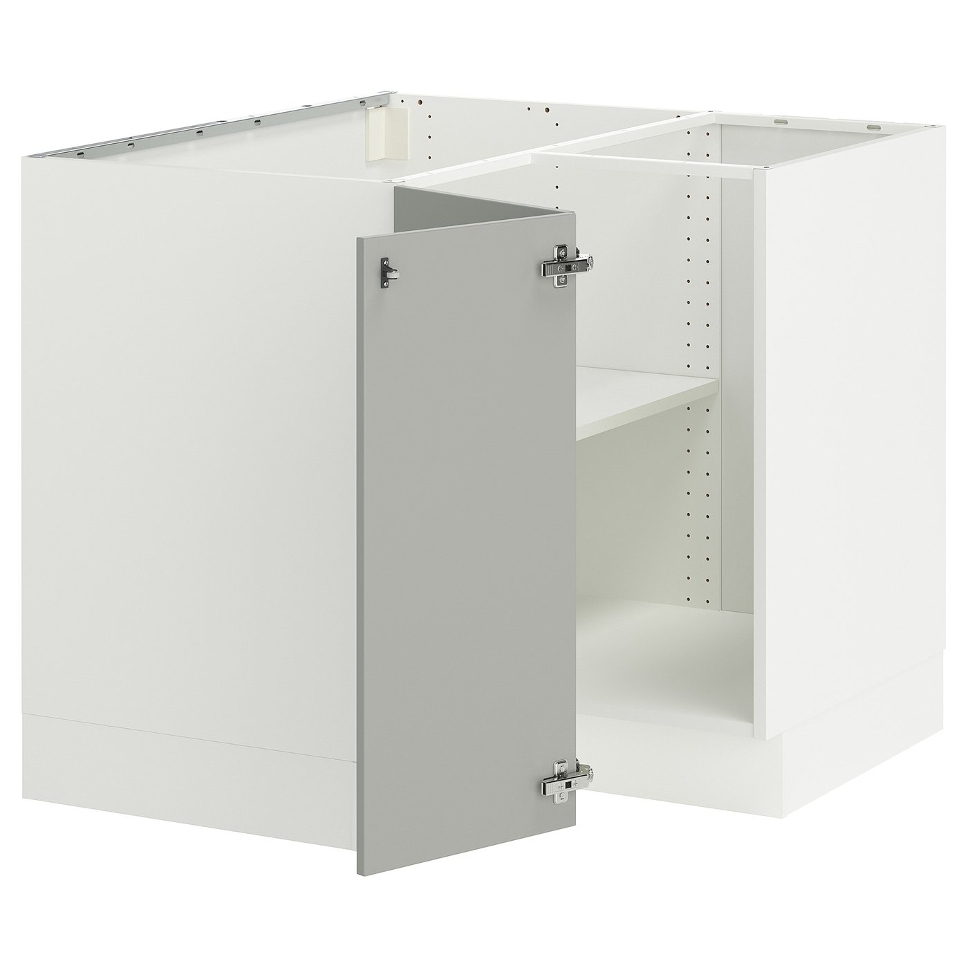 SEKTION corner base cabinet with shelf, white/Havstorp light gray