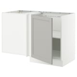 SEKTION Corner base cabinet with shelf, white/Lerhyttan light gray, 50x24x30 "