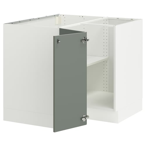 SEKTION kitchen unit: white with sage green door, metal hinges, modern design.