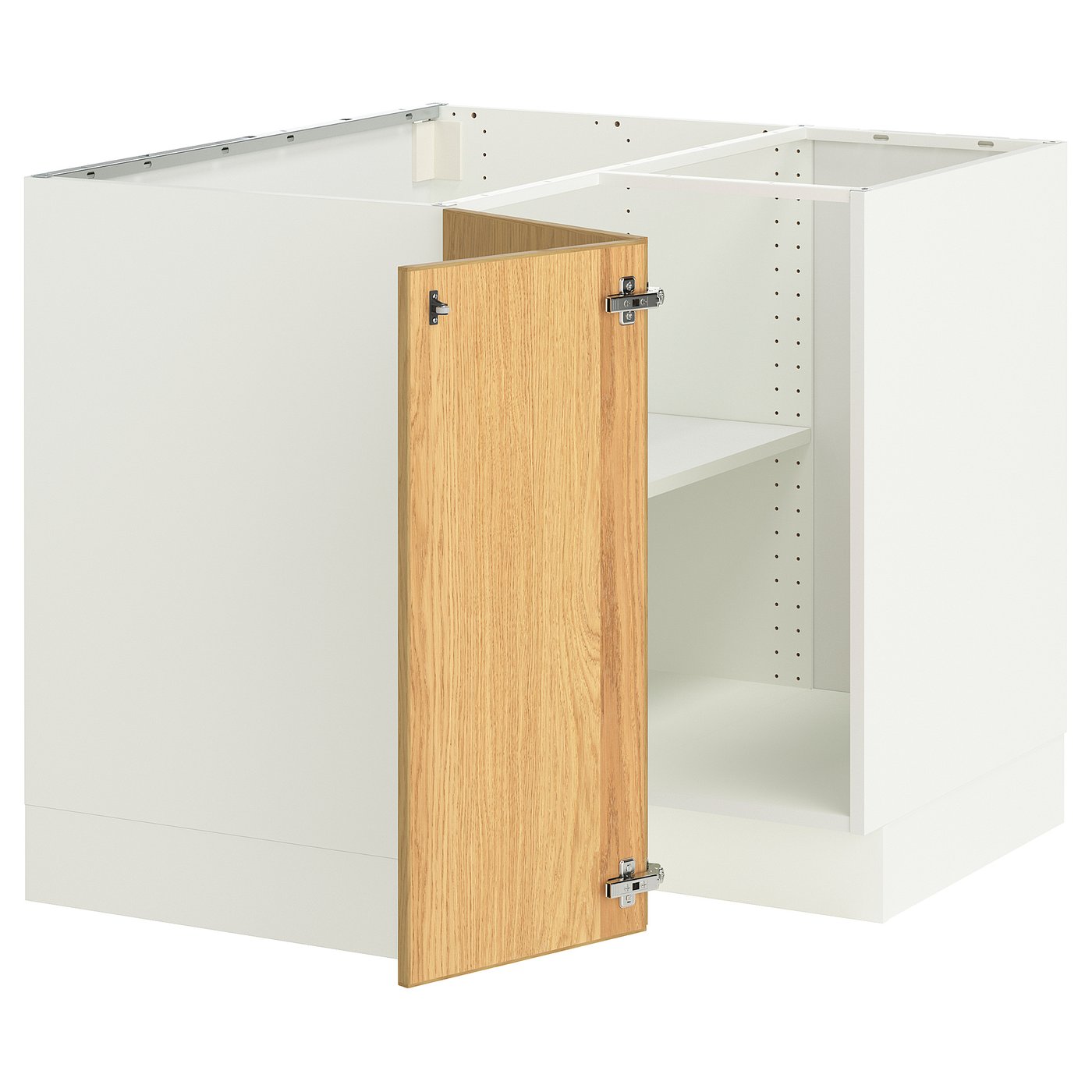 SEKTION corner base cabinet with shelf, white/Sinarp oak veneer ...