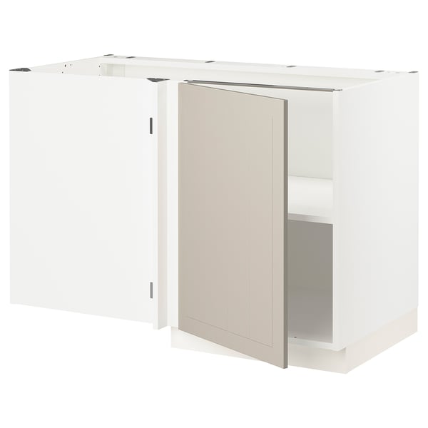 SEKTION corner base with shelf, white/Stensund beige, 47x24x30